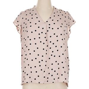 Halogen Pink Polka Dot V-Neck Blouse